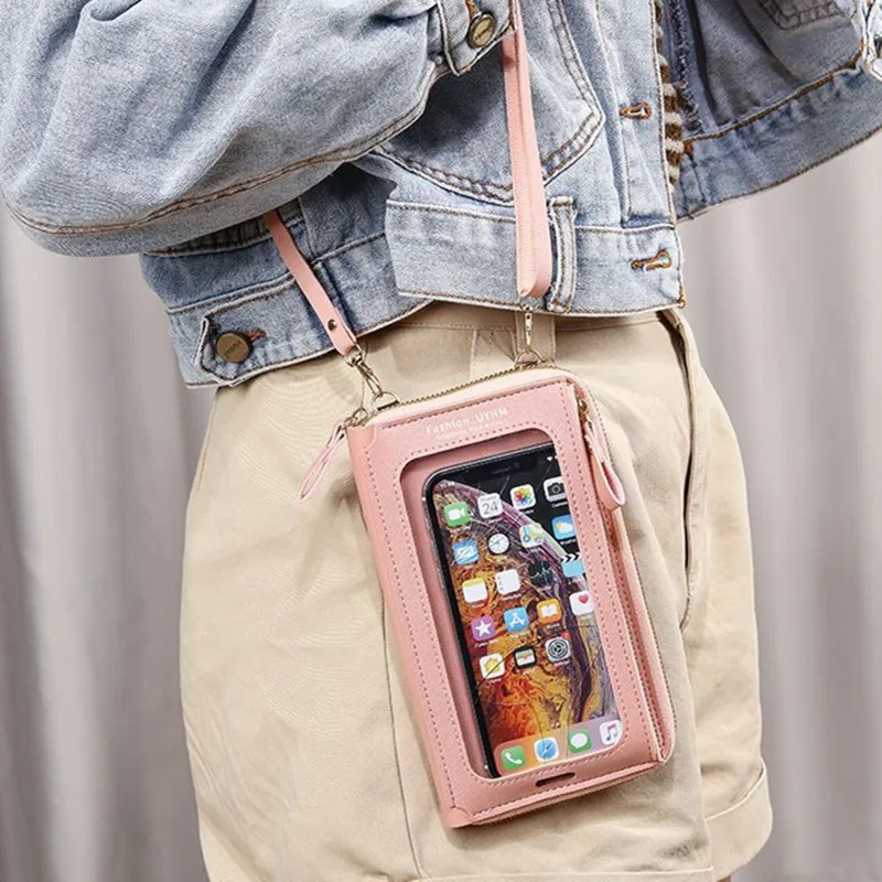 New Touchable Screen Phone Bag Women Messenger Bag Anti Theft Multifunctional Shoulder Bag Mini Transparent Wallet