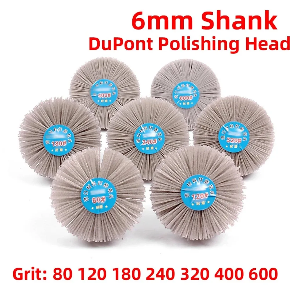 80#-600# Abrasive Nylon Wheel Brush Woodwork Furniture Polishing Brush 6mm Shank 80MM Diameter Head Grinder Abrasive Tool