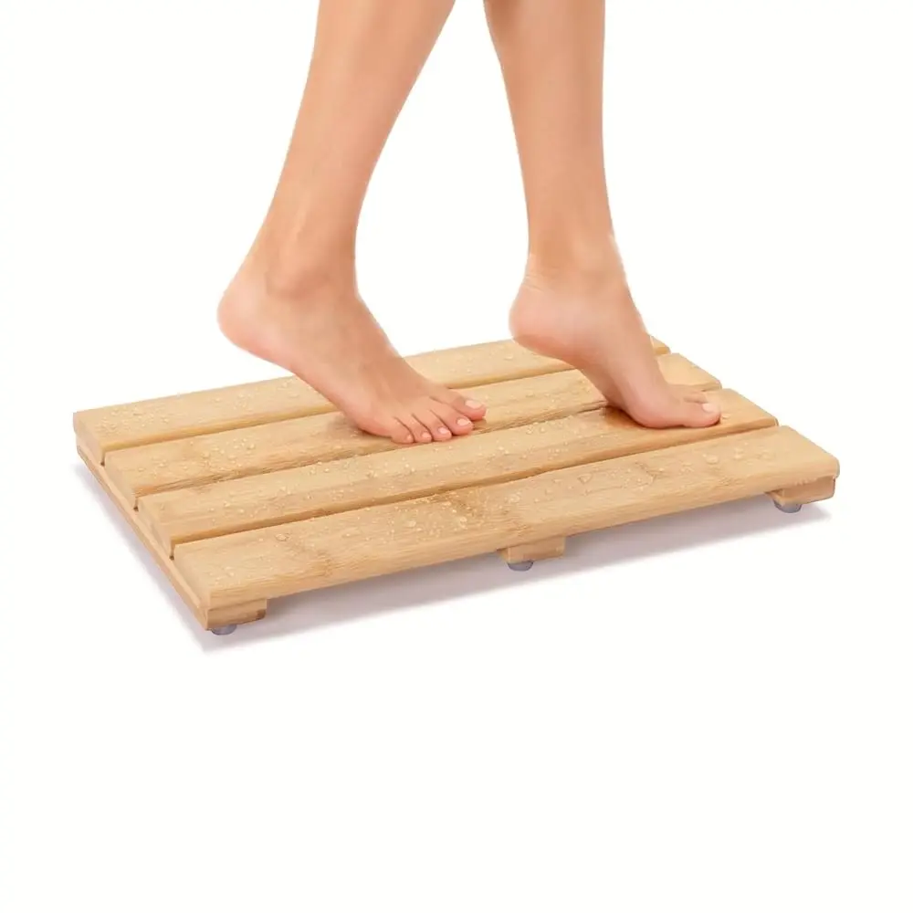 

Маленький бамбуковый коврик для ванной – миниатюрный деревянный коврик для душа для компактных ванных комнат, автодомов или узких пространств, нескользящий, быстросохнущий, легко чистится.