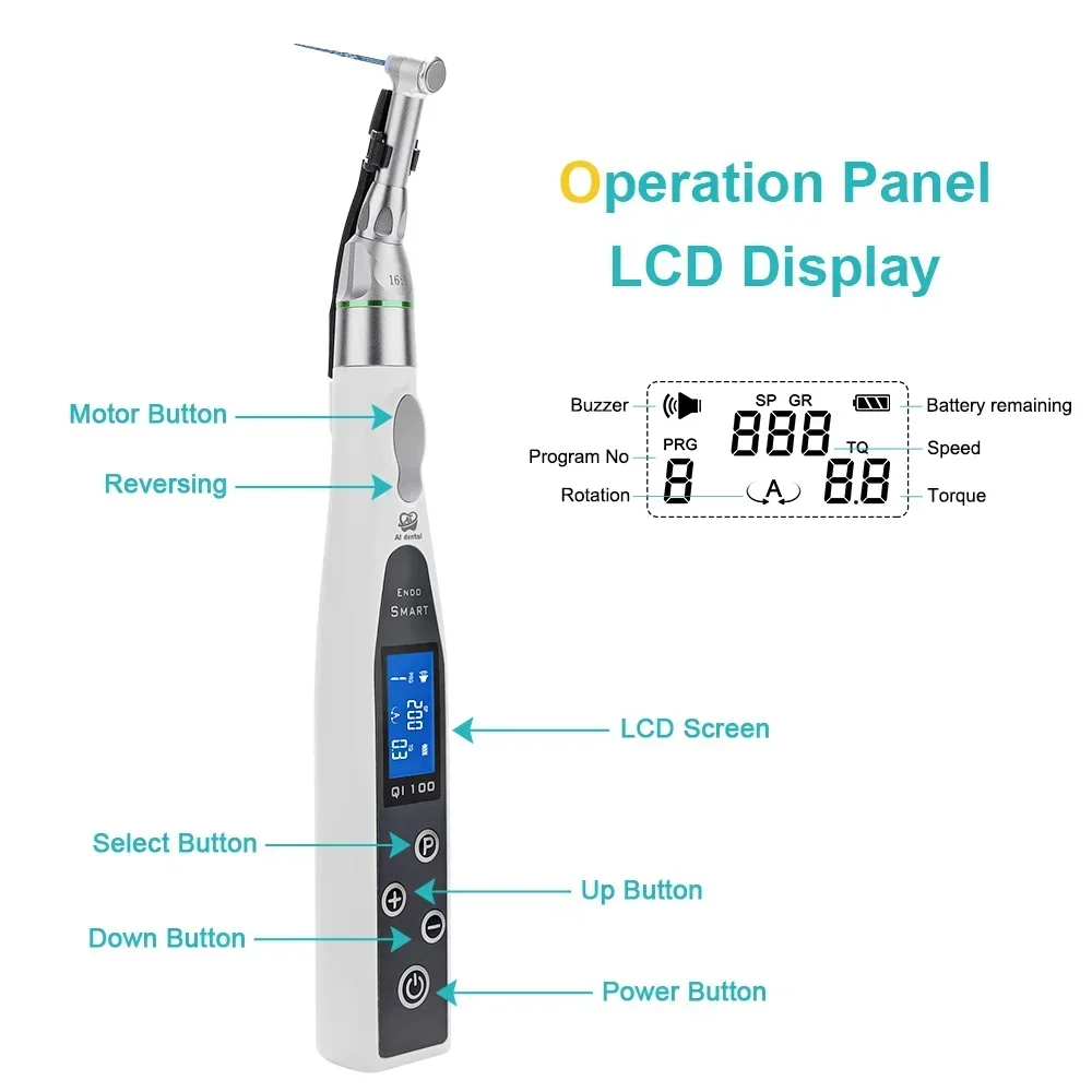 New In LED Dentals Wireless Endodontic Motor 16:1 Reduction 9 Programs Auto Reciprocating Reverse Endo Rotary Engine File Teeth