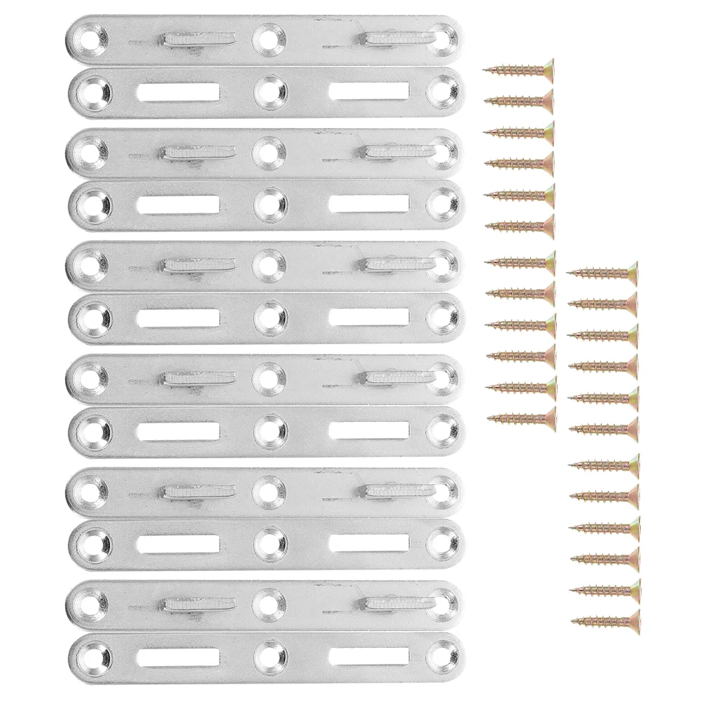 

6 Sets Bed Hinge Accessories Furniture Plate Buckle Bedframe Double Rail Thickened Metal Fasteners Bed-rail Hook Iron