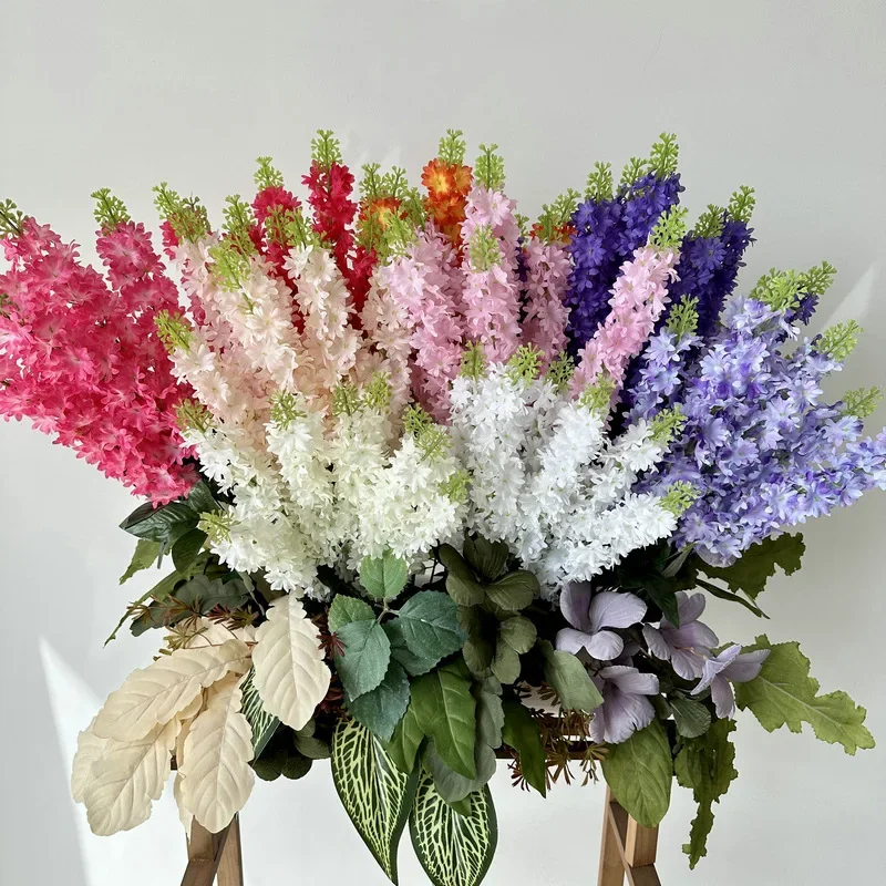 2/5 Stück Simulationsblumen aus Seide, weiße Hyazinthen, dekorative Kunstblumen für den Flur, künstlicher Hyazinthenstrauß mit 7 Zweigen, Hoteldekoration – Detail 3
