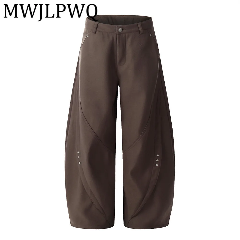 

MWJLPWQ дизайнерские лоскутные повседневные брюки мужские осенние американские уличные стильные простые свободные широкие длинные брюки осень 1232