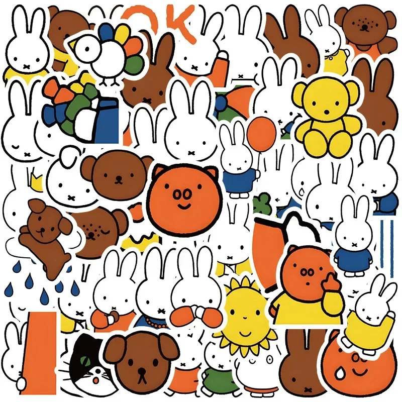 50PCS Cute Miffy Stickers Cartoon Rabbit Girl Pocket Decoration Kawaii Stickers Phone Case Notebook Waterproof Stickers Toy
