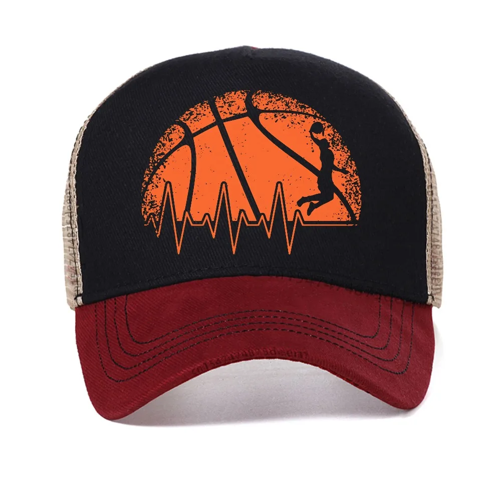 

Unisex Orange Basketball Dunk Heartbeat Baseball Cap Adjustable Hat mesh trucker cap caps a for man Hip Hop Hats