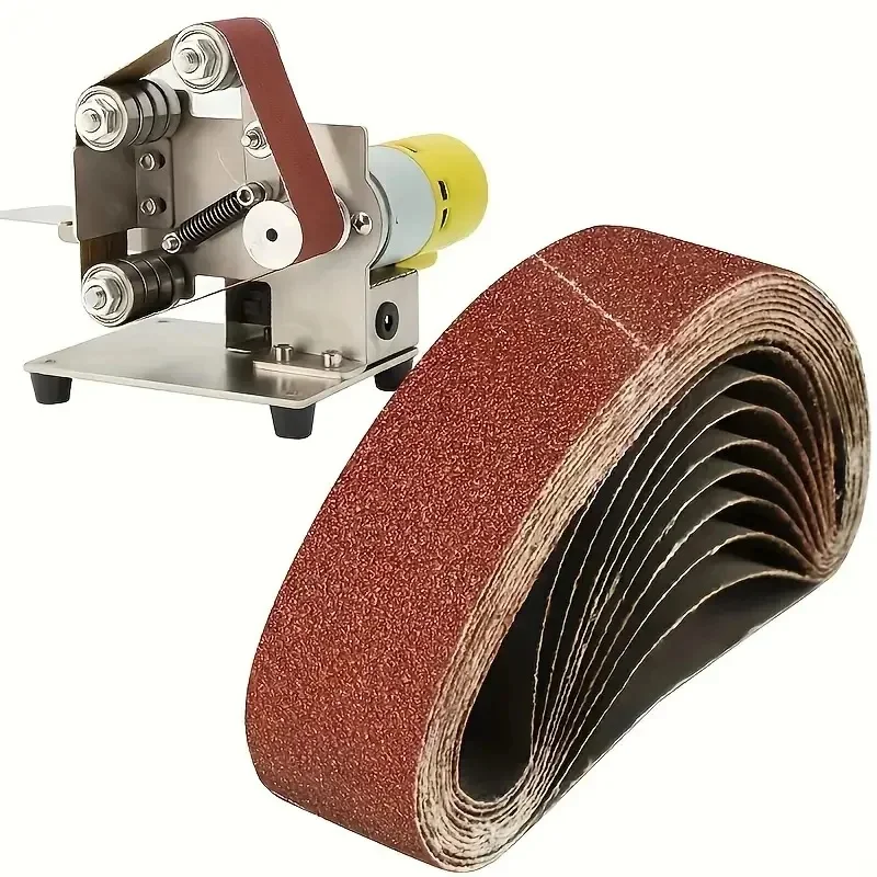 10Pcs 30 X 330 mm abrasive belt - 60/80/120/240/400 grain size - for sanding, filing, grinding and deburring