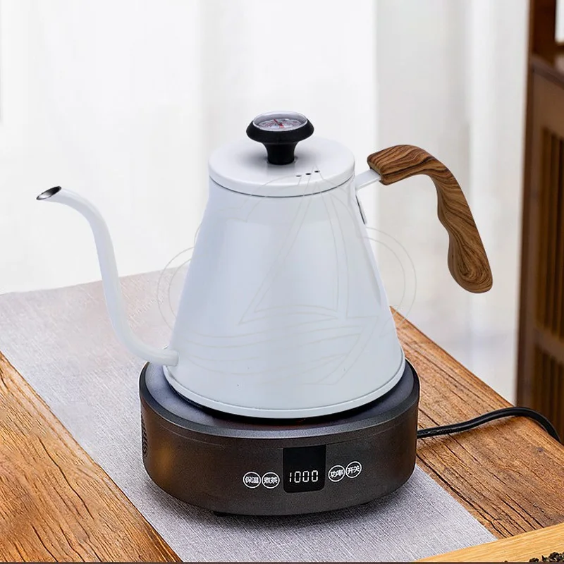 Stainless Steel Gooseneck Coffee Kettle, Hand Drip Pot w/ Thermometer
