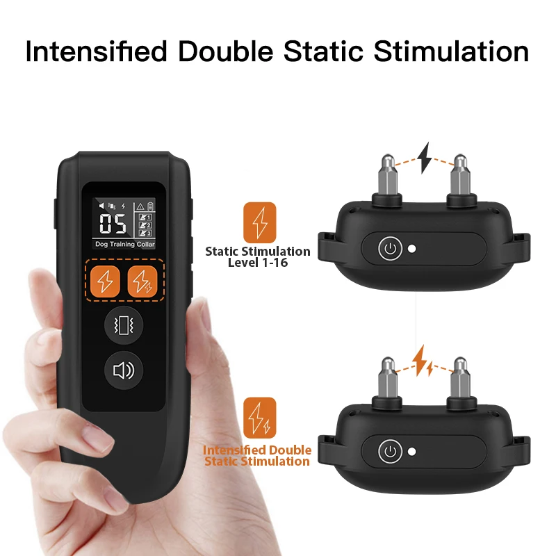 1640FT Remote Range 4 Training Modes Collar IPX7 Waterproof 3 Channel Rechargeable Shock Electric Collar for Medium Large Dogs