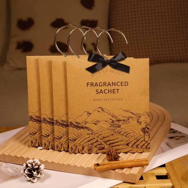 Wardrobe Hanging Aroma Sachet Pouches, Long-Lasting Indoor Fragrance Deodorizer, Clothes Odor Removing Bags, Portable Car Rearvi