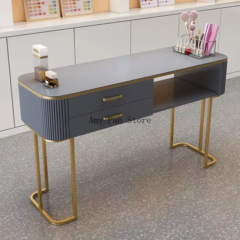 Exquisite Manicure Table Powder Cabinet Designer Modern Nail Table Commercial Mesa Pra Manicure Nail Bar Furniture MQ50NT