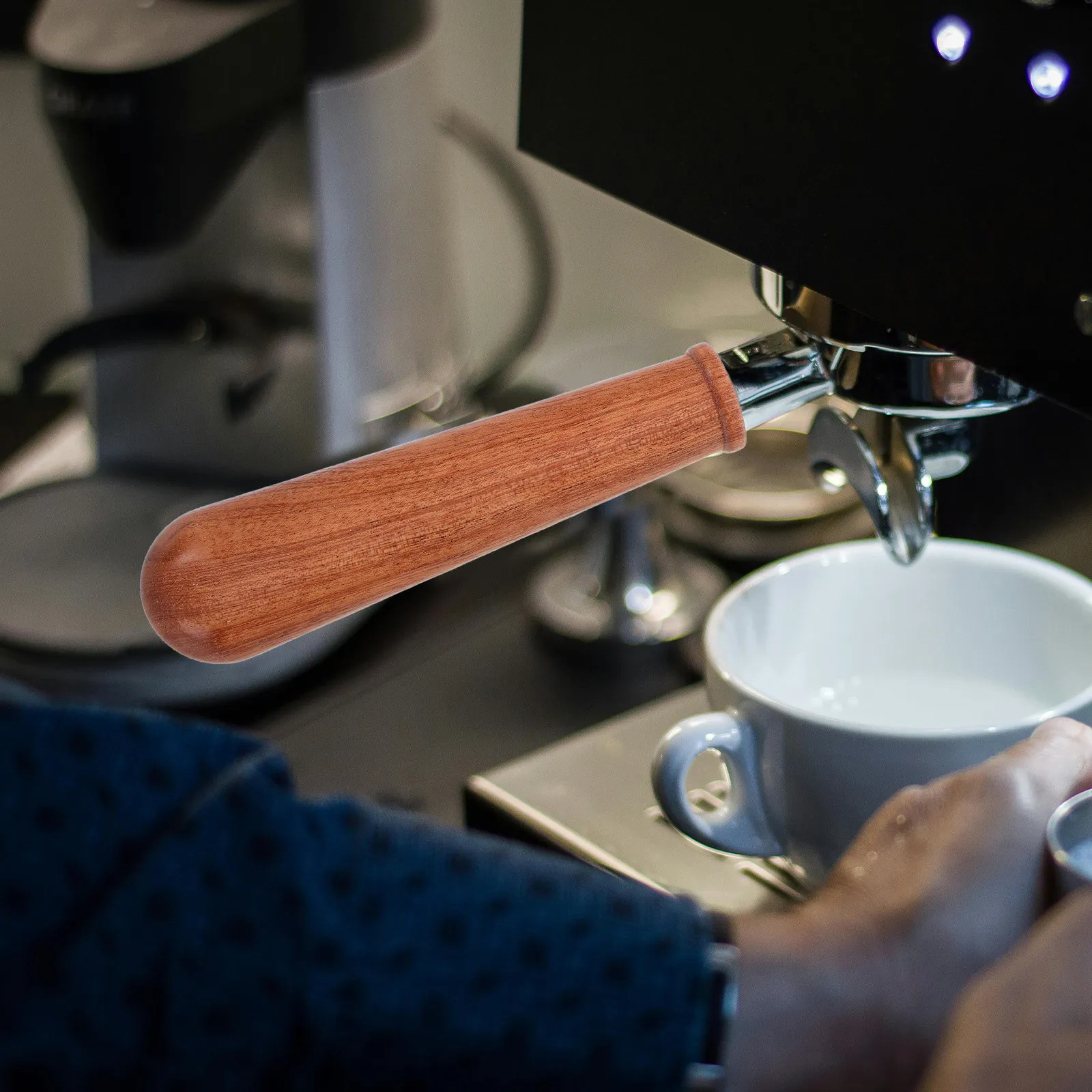 Coffee Portafilter Handle Wooden Italian Bottomless Design for Espresso Machines Easy Maintenance Modern Aesthetic