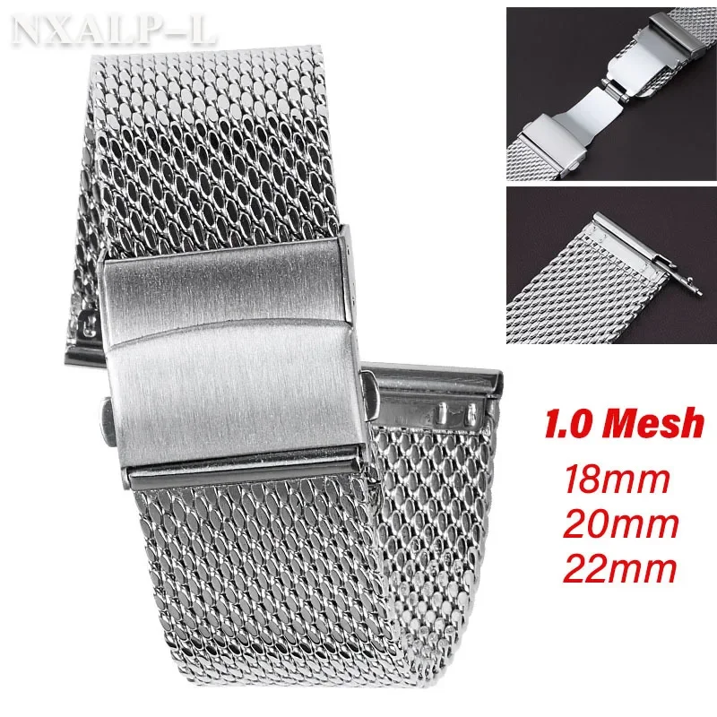 Universal 1.0 Milanese Watch Band 18mm 20mm 22mm Mesh Loop Stainless Steel Strap 3mm Thickness Bracelet for DW for Omega Bands