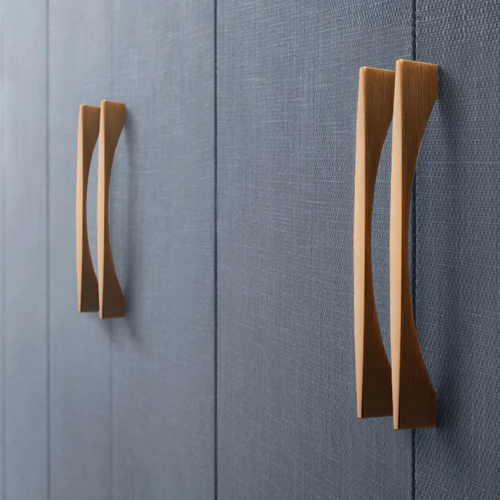 2Pcs Zinc Alloy Cabinet Handle Bronze Finish Arch Design Smooth Surface Furniture Pull for Drawer Dresser Cupboard