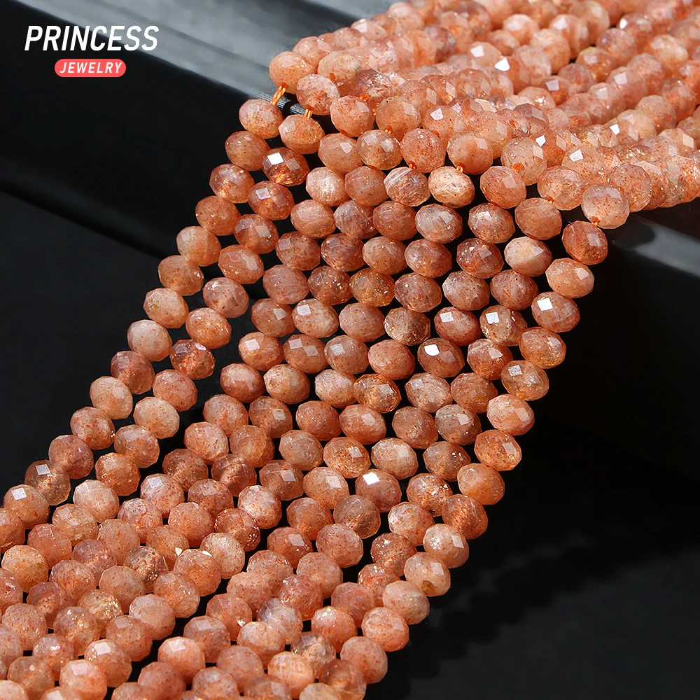 

A++ Natural Brazil Golden Sunstone 4*5-6mm Faceted Rondelle Beads for Jewelry Making Wholesale Stone Beads DIY Accessories