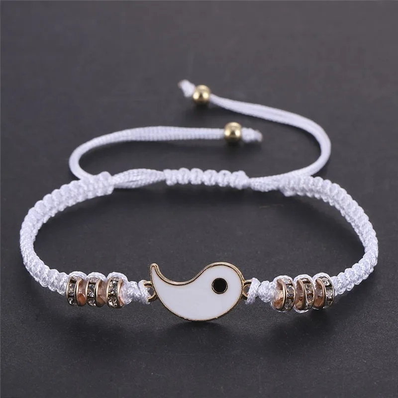 Couple Bracelet Chinese  Retro Tai Chi Gossip Banish Bad Luck Hand Woven Rope BFF Best Friend Friendship Jewelry