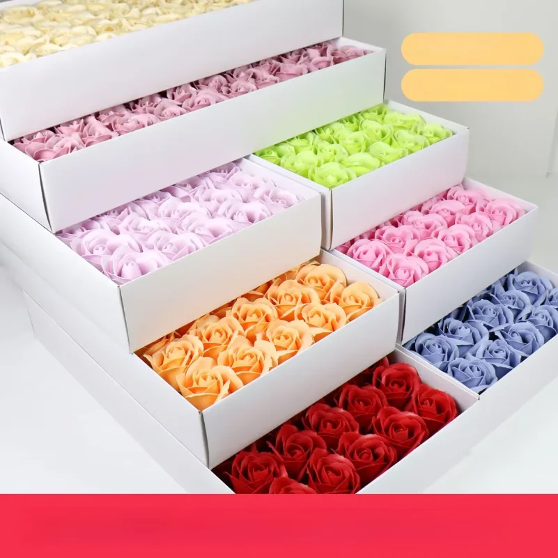 

50pcs Soap Rose, Diameter 4.5cm Flower Head, Wedding Decoration Flower DIY Handmade Soap Flower Valentine's Day Gift Rose