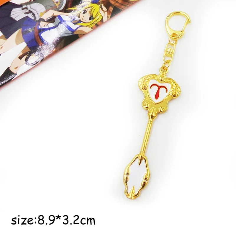 12 Types Anime Fairy Tail Lucy's Zodiac Metal Keychains Aries Gemini Sagittarius Leo Cosplay Costumes & Accessories