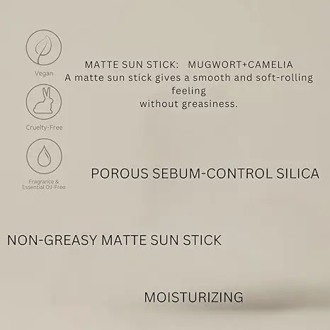 Korean Skincare Matte Sun Stick : Mugwort+camelia (Spf50+ Pa++++) Facial Moisturizer with Spf No White Cast Strong UV Protection