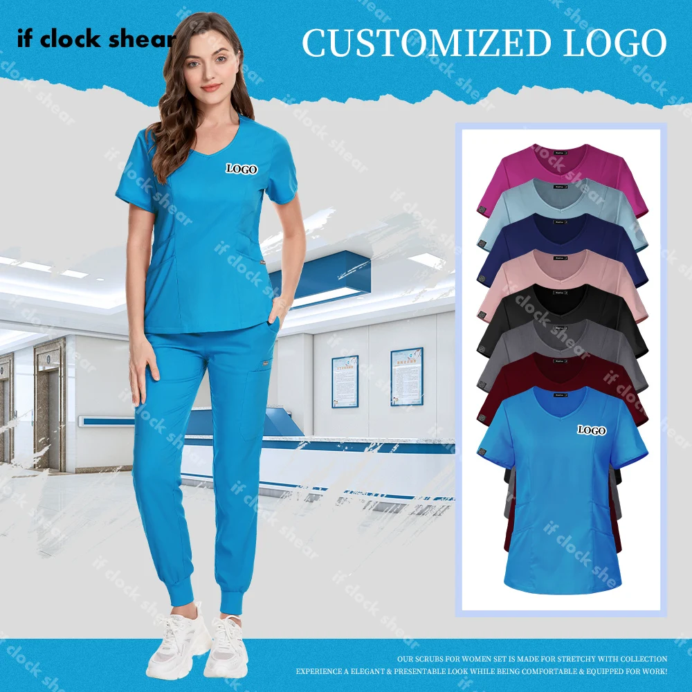 Customized Logo Multicolor Doctor Surgery Uniforms Women Solid Color Dental Clinic Work Clothes Stretch Fabric Nursing Workwear