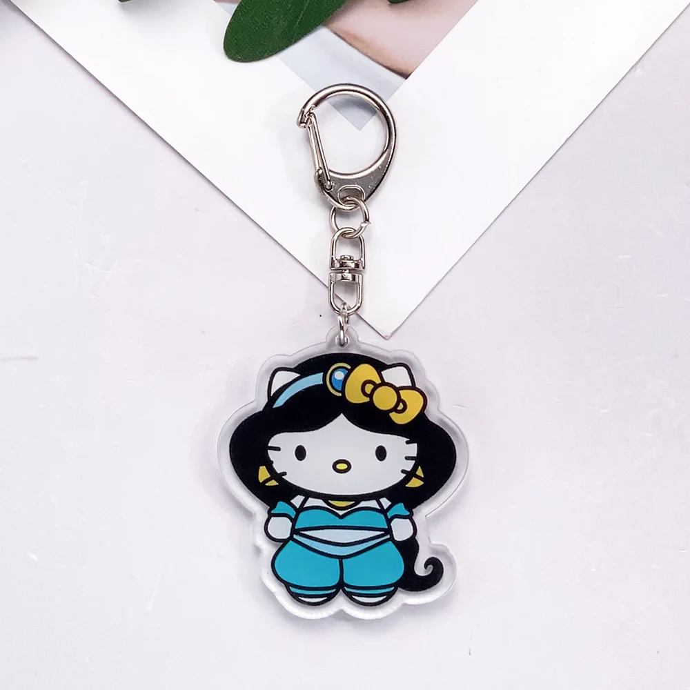 سانريو X مرحبا كيتي الأميرة الاكريليك سيارة المفاتيح اكسسوارات حقيبة سحر جميل على ظهره قلادة الإبداعية كيرينغ هدايا لمحبي #5