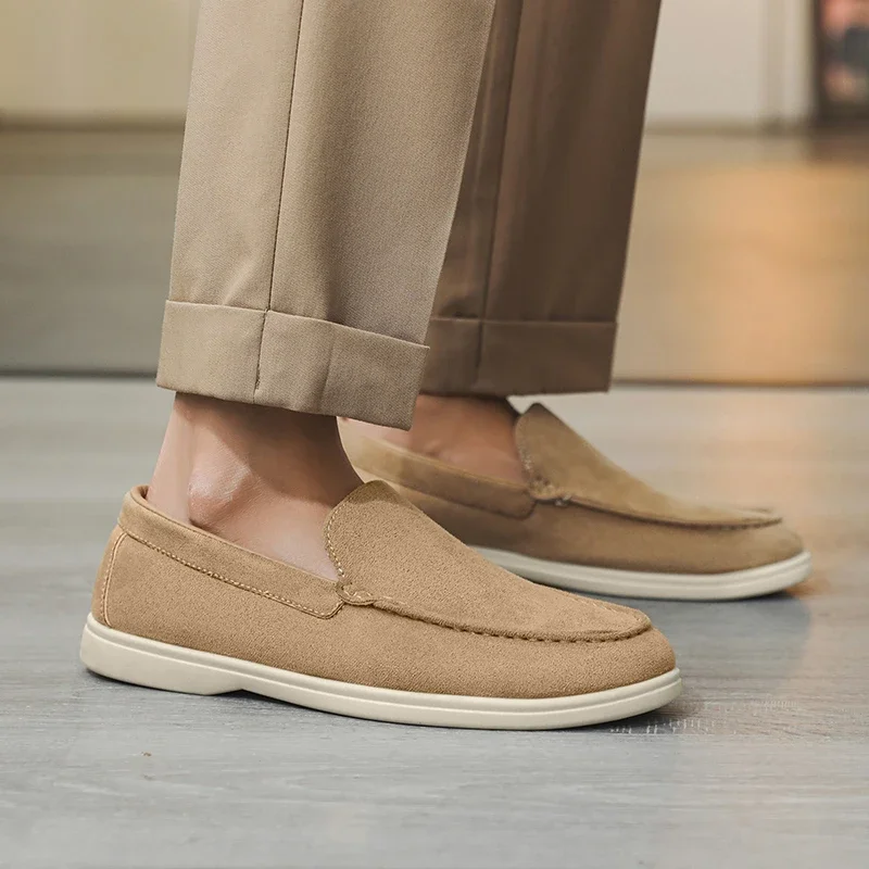 

Leather Comfort Loafers Men's Suede Flat Casual Slip-on Shoes Fashion Suede Flats Classic Round Toe Soft Leather Loafers 2025
