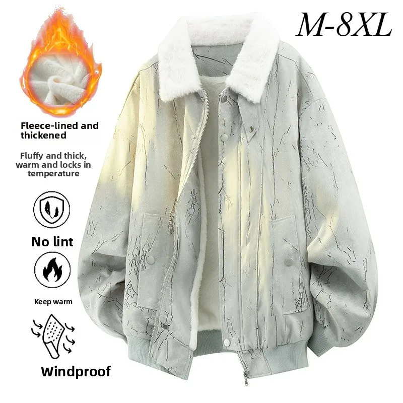 

Comfort Men Jacket Hiking Travel Fleece Lined Warm Zipper Coat Casual Fur Collar Lapel Urban Style Lightweight Winter TrenchCoat