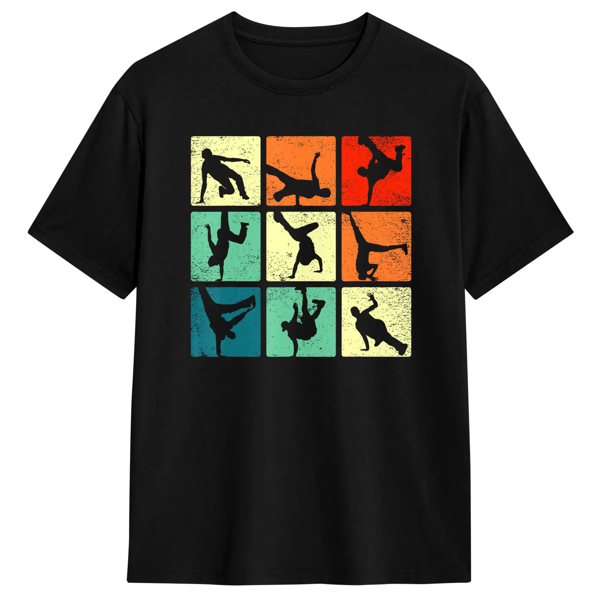 Break Dancing Shirt Bboy Poses Retro Vintage Hip Hop T Shirt Harajuku T Shirts Short Sleeves Vintage Tops Summer Cotton Top Tees