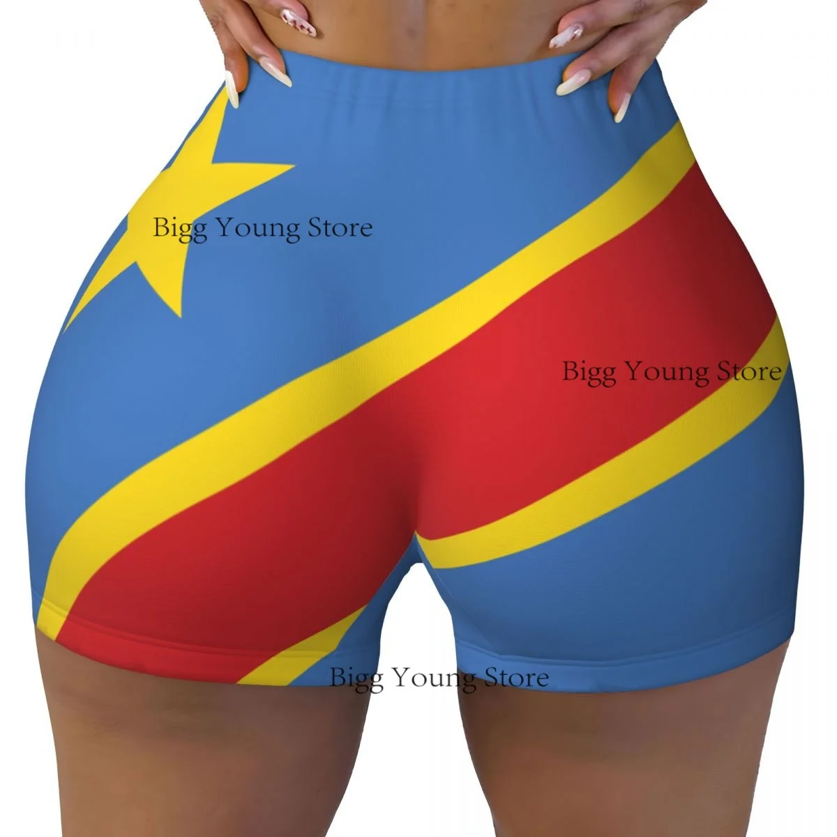 Booty Shorts Sexy Tight Hip Sports Shorts Congo Flag Fitness Women's Comfortable Yoga Shorts