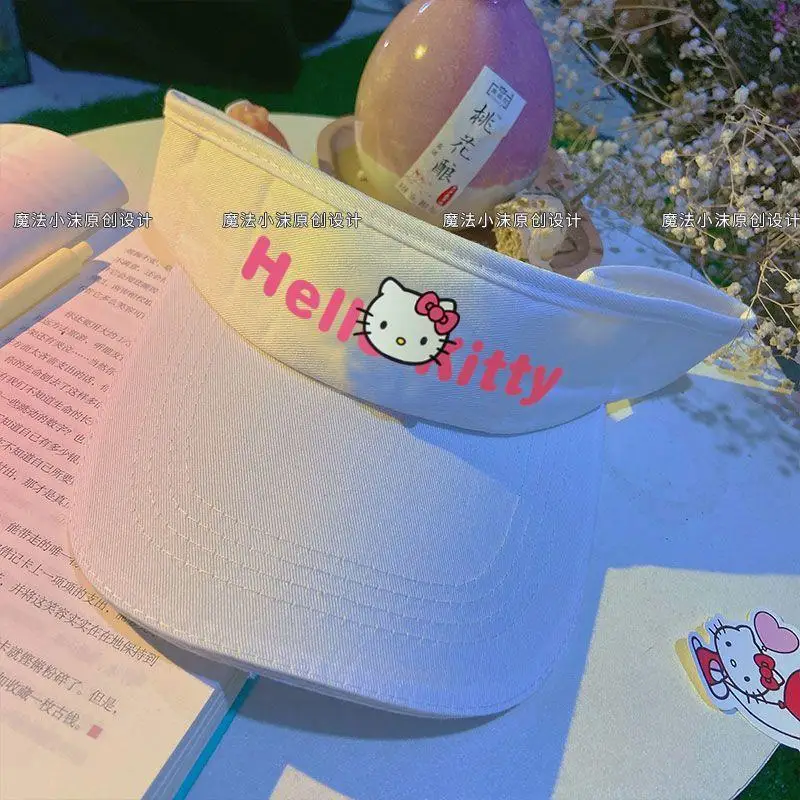 Anime Sanrio Hellokitty Cinnamoroll Baseball Cap for Women White Empty Top Hat Summer Cute Peaked Cap Adult Sun Protection Visor