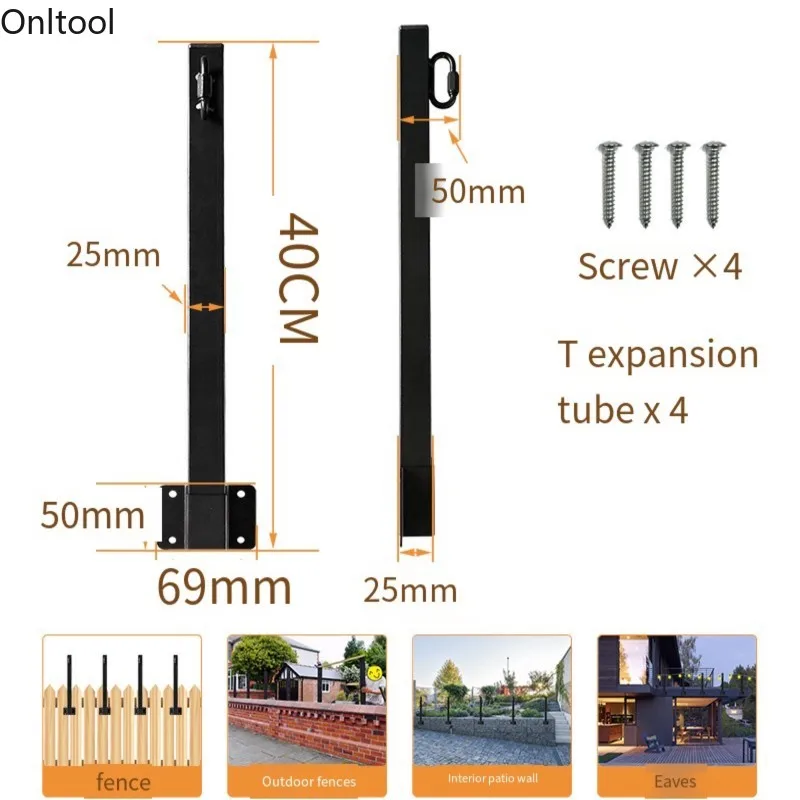 Outdoor String Light Pole, Hanging Light String Support Pole Can Hang Bird Feeder Terrace Courtyard Fence Bracket Light Pole