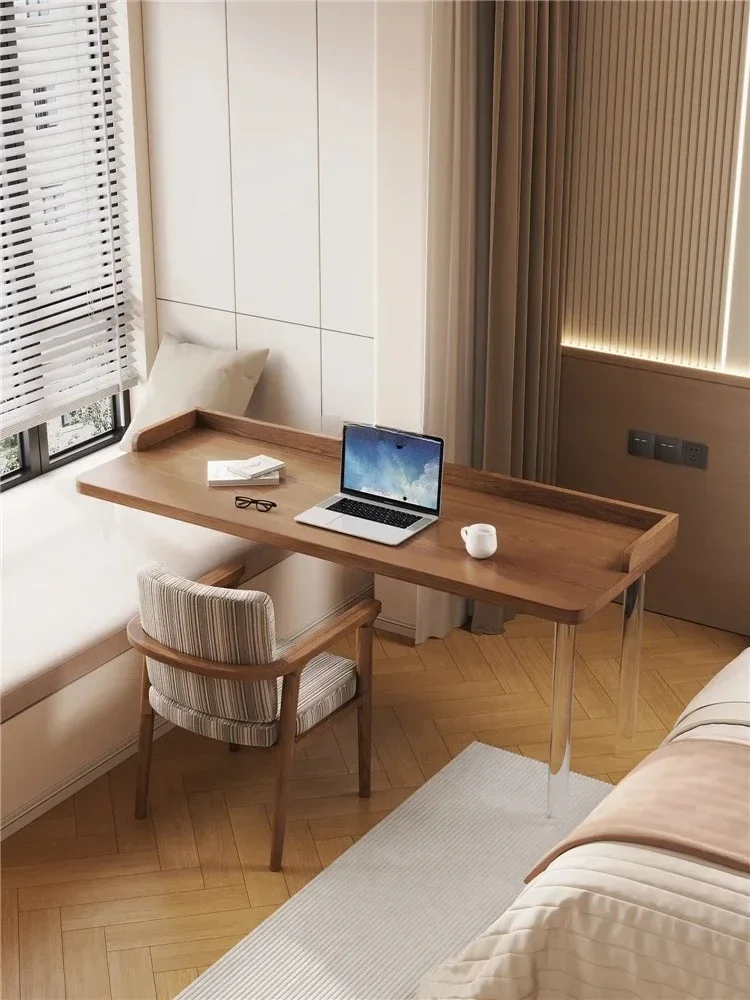 Solid wood suspended bay window acrylic high and low foot study table long and short legs household computer table