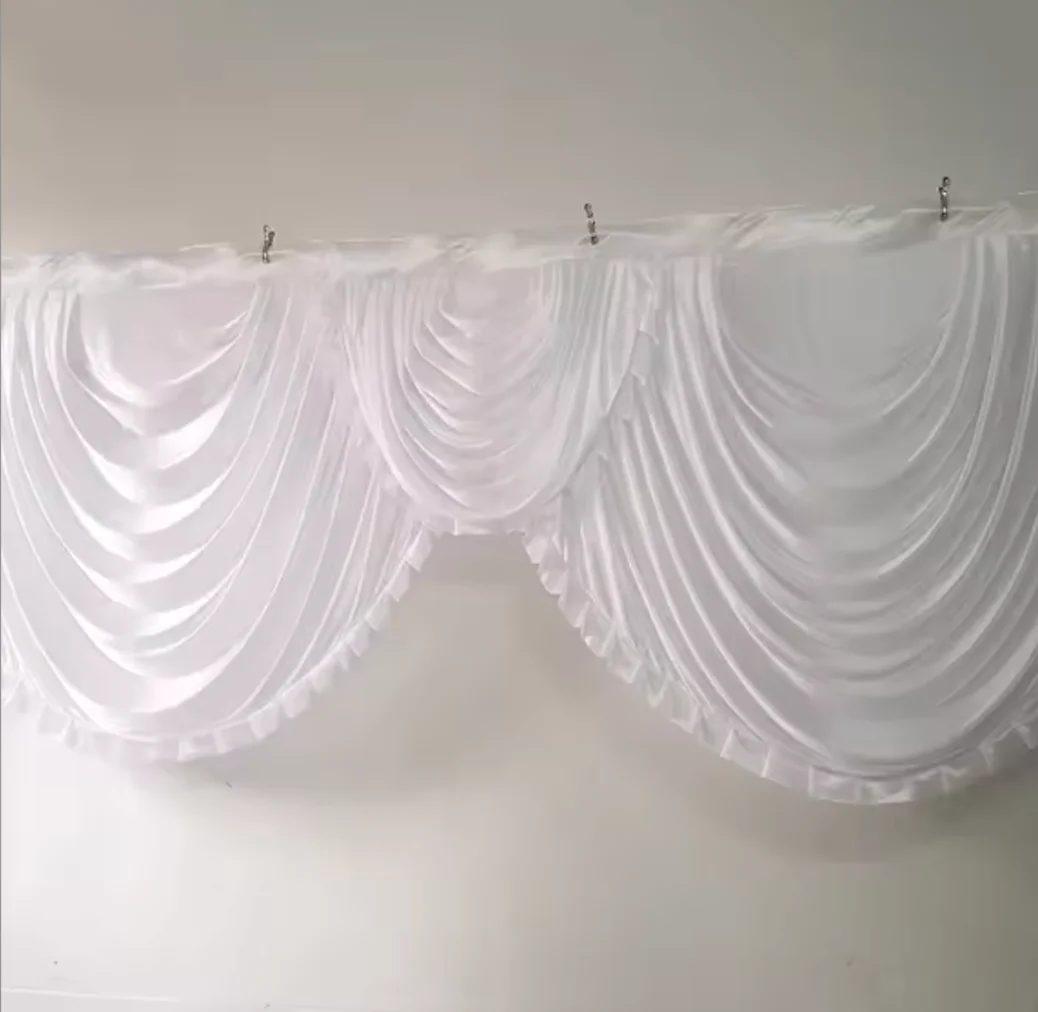 3/6M Ice Silk Swag Ruffles Drape Panel Wedding Stage Background Event Party Decor Drapery Party Banquet Backdrop Curtain Swag