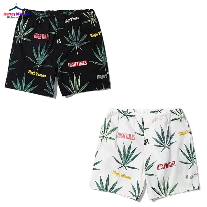 

WACKO MARIA Hawaii White Black Leaves Vintage Style Drawstring Loose Casual Fashion Brand Mens Womens Shorts
