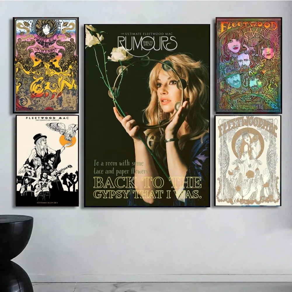 Fleetwood-Mac Band Anime Posters Sticky HD Quality Wall Art Retro Posters for Home Kawaii Room Decor