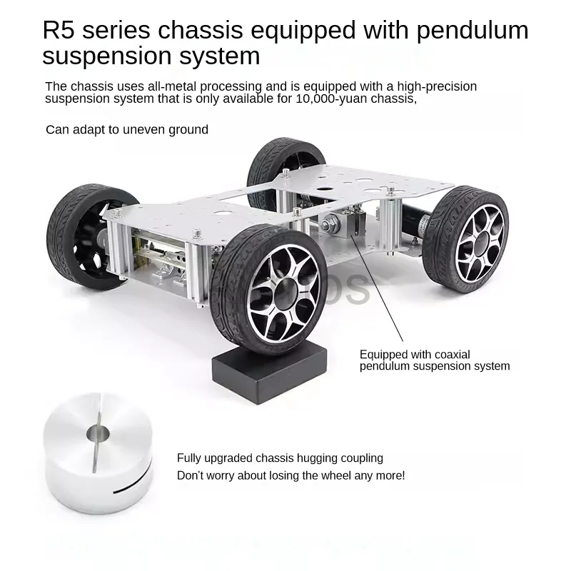 Kit de châssis de voiture Robot Ackerman 4WD en métal, petit véhicule sans pilote, moteur d'encodeur GMR/Hall de haute précision