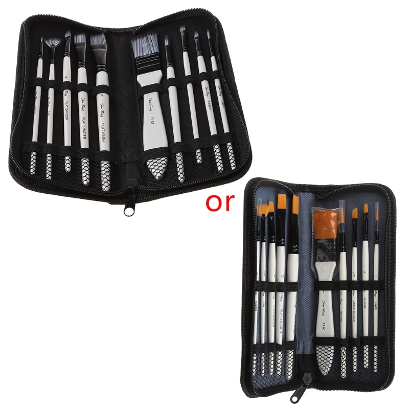10Pcs Nylon Haar Kunst Malerei Pinsel Set Acryl Öl Aquarell Künstler Pinsel Set Zeichnung Liefert