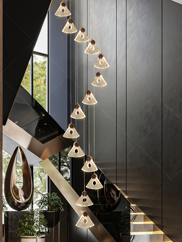 

Duplex staircase chandelier 2024 new modern luxury villa loft apartment spiral staircase chandelier chandelier