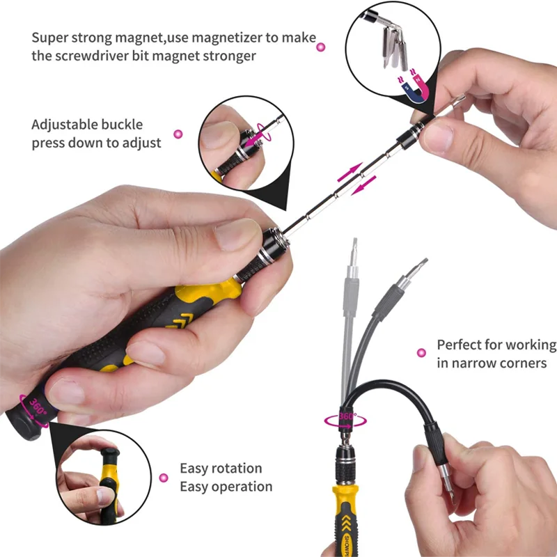 Computer Repair Kit 115 in 1 Magnetic Laptop Screwdriver Kit Precision Screwdriver Set Small Impact Screw Driver Set with Case