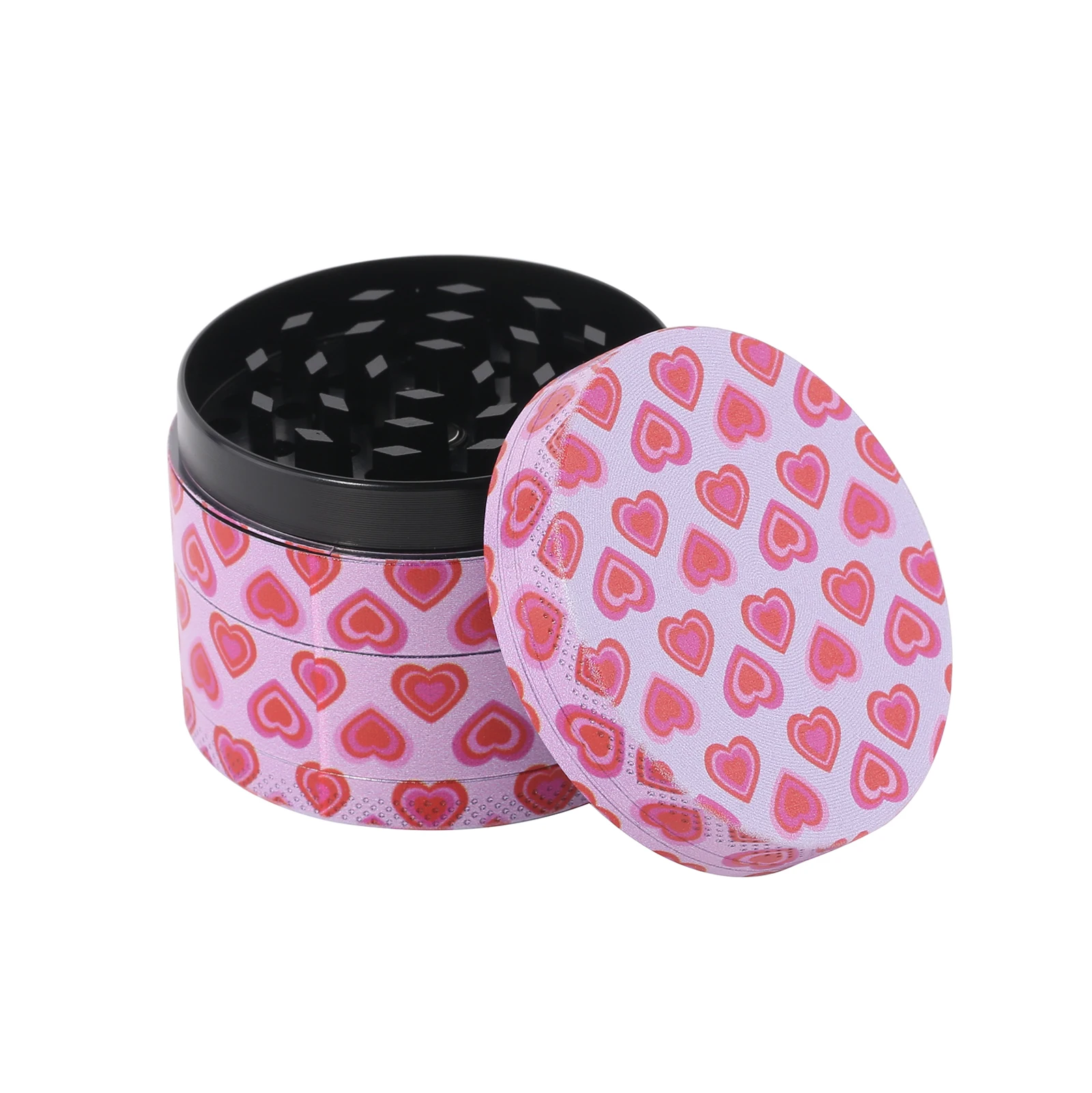 2inch/50mm Girly Pink Hearts Metal Herb Grinder Smoking Accessories