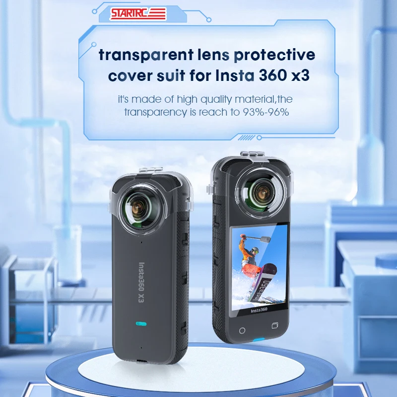 for Insta360 X3 Camera Lens Cap Transparent Protective Cover High Definition Waterproof Anti-fall Scratchproof Case Accessories