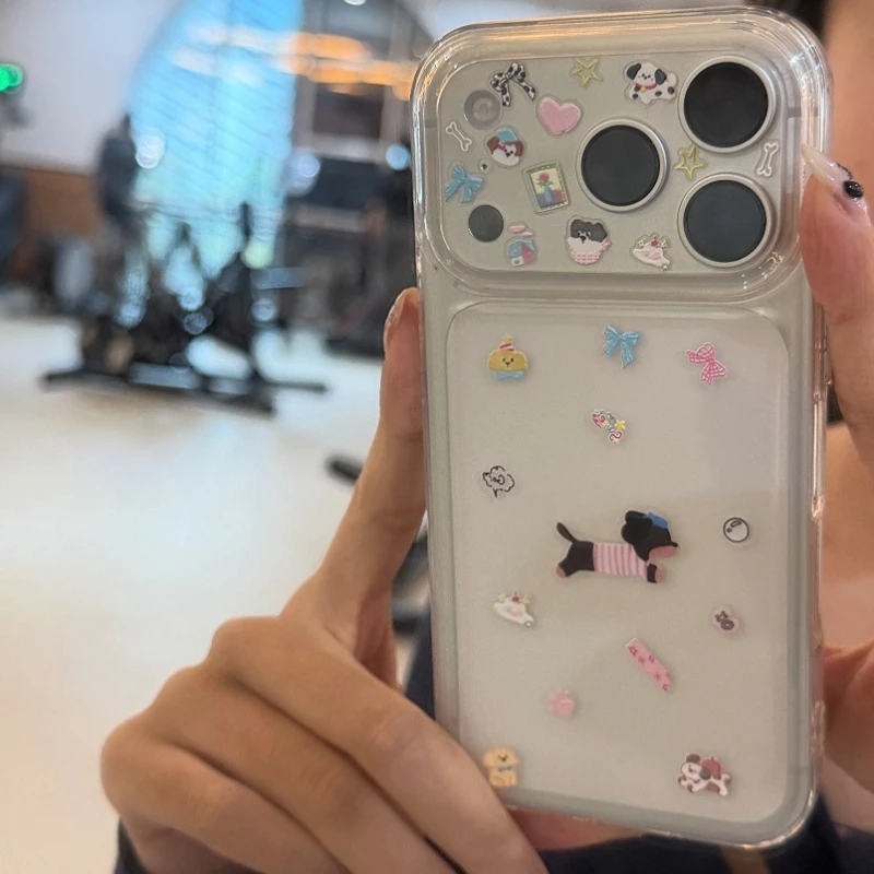 Cute Cartoon Dachshund 3D Jelly Stickers - DIY Resin Relief Decals for Phone Case & Camera Kawaii Dog Journal Decor Phone Films