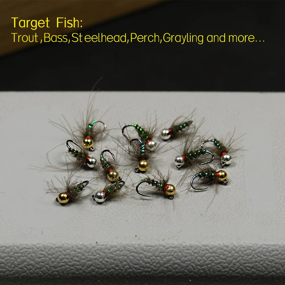 رأس خرز من التنجستين من Hustler Nymph Fly للغرق السريع، ريشة CDC، ضلع للأشعة فوق البنفسجية، لصيد سمك السلمون المرقط، مقاس الخطاف 16 #5