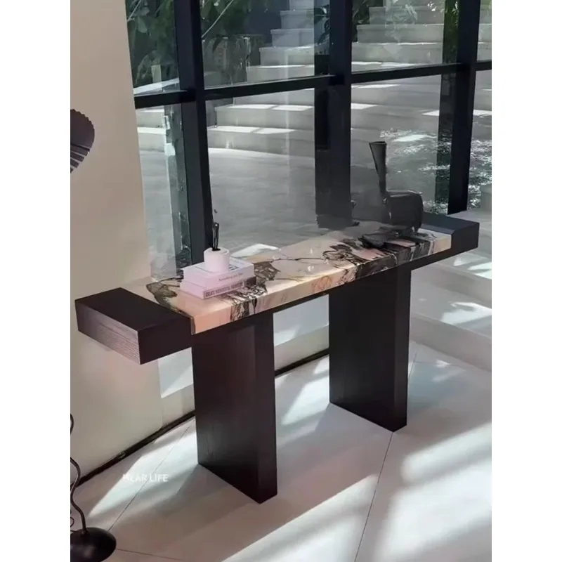 

New Chinese minimalist medieval solid wood entrance table designer exhibition hall wall entrance table creative table