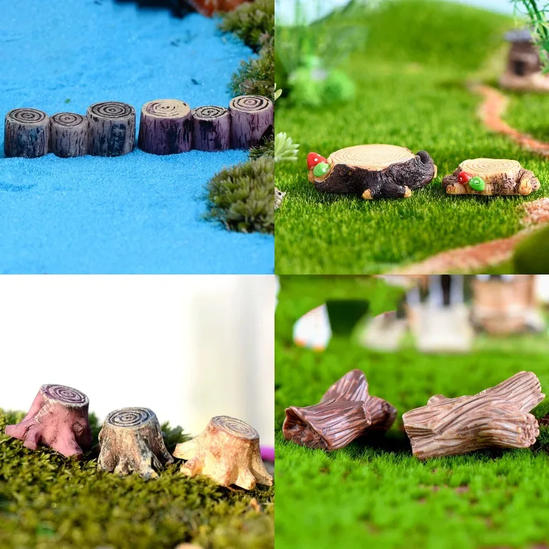 30PCS Fairy Garden Miniature Tree Stump Stone Mountain Bridge Lighthouse Water Well Pond for DIY Craft Ornament Decor