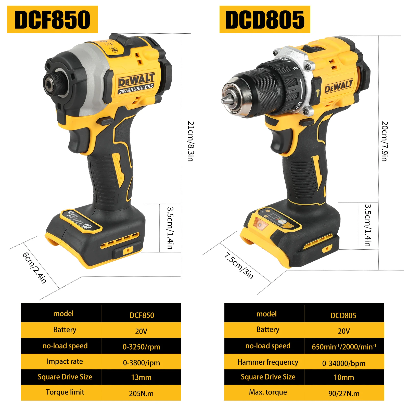 

Набор DeWalt DCF805 и DCD850 20V MAX: Бесщеточные аккумуляторные инструменты 2-в-1 (шуруповерт и ударная дрель) с сумкой для инструментов