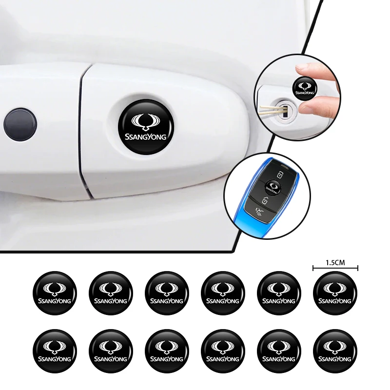 Cerradura de puerta de coche, cubierta protectora de ojos, pegatina de ojo de cerradura, accesorios para SsangYong Actyon Korando Rexton Kyron Rodius Tivoli Musso Chai