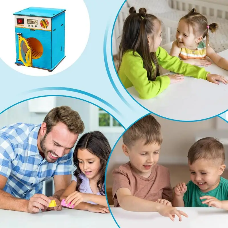 Kit STEM per bambini Kit scientifico STEM Lavatrice Set di costruzione in legno Esperimento artigianale Progetto Puzzle Rompicapo educativo