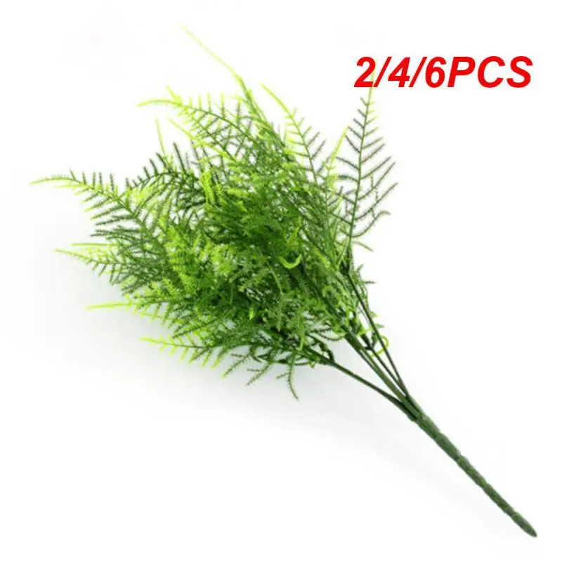 2/4/6PCS Artificial Plants Shrub Flower Greenery Foliage Bush High Quality 7 Stems Table Decors Fern Bush Plants