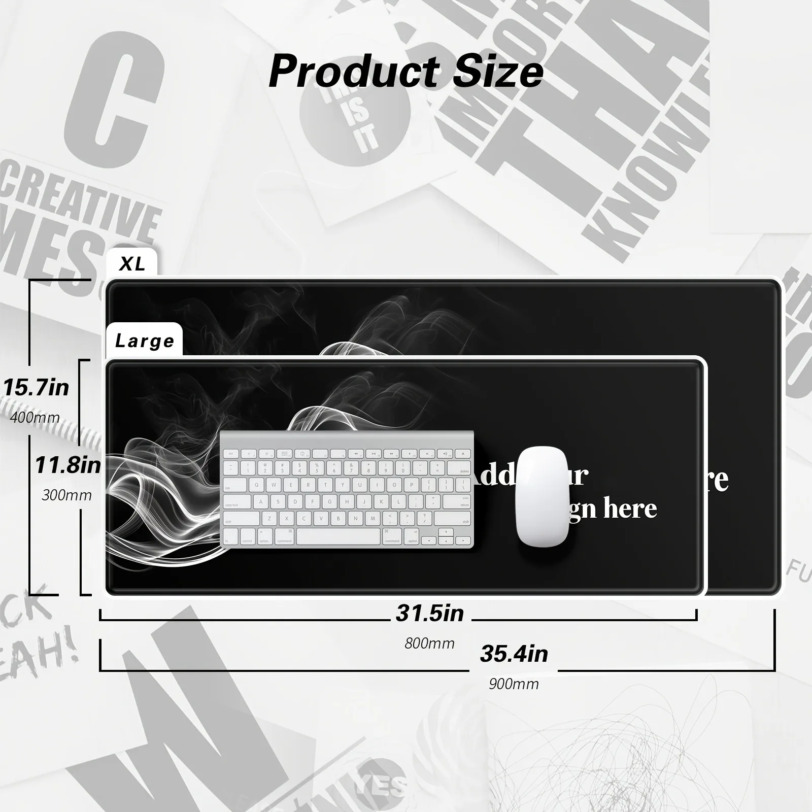 Custom Photo Text Logo Smoker Ring Large Desk Mat, Washable Non Slip Rubber Base Keyboard Pad Gaming Office Accessory Gift