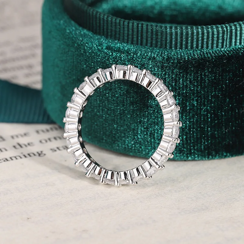 Fashion S925 Sterling Silver Geometric Circular Zircon Ring Hot Selling Sterling Silver Women's Jewelry in Europe and America